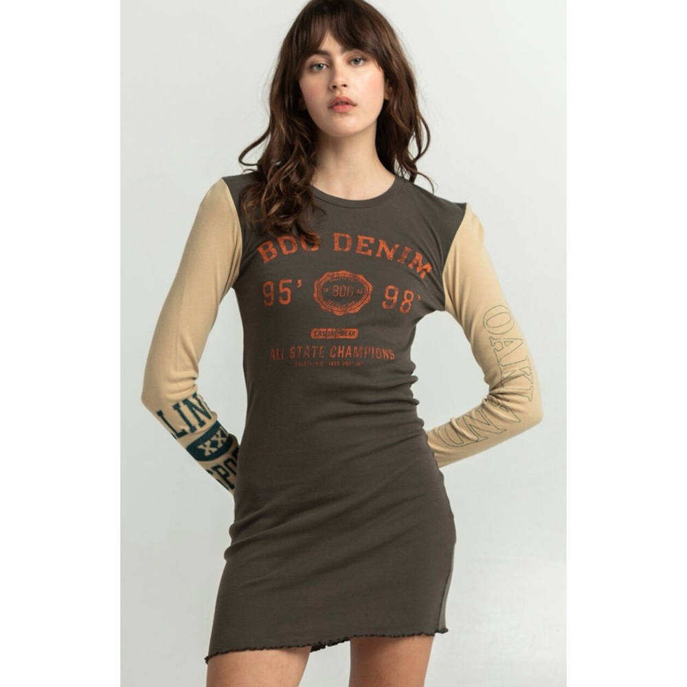 Women's Olive and Beige Dress